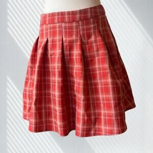 Cute red orange plaid mini skirt
